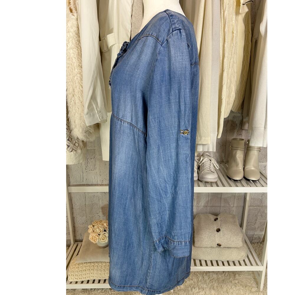 Velvet Heart Women's Size M Chambray Lace Up Roll Tab Sleeve Dress #0239 - Picture 3 of 14